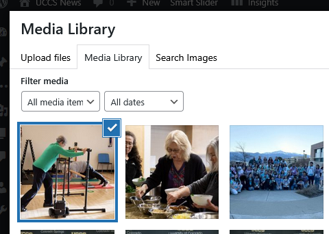 Screenshot of the Media Library