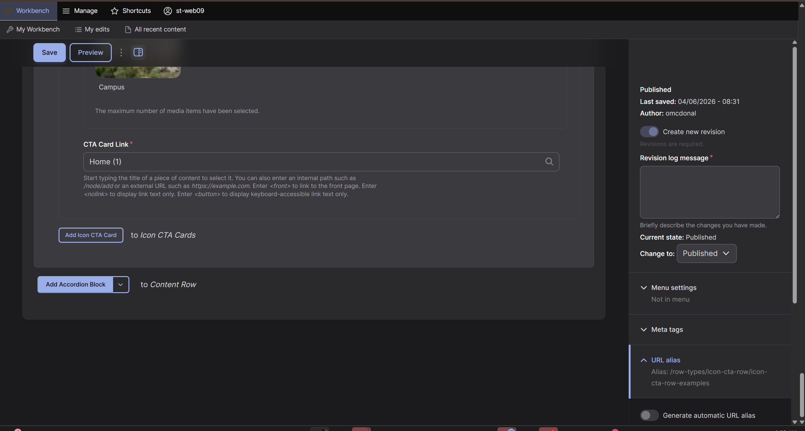 Add Accordian Block Button