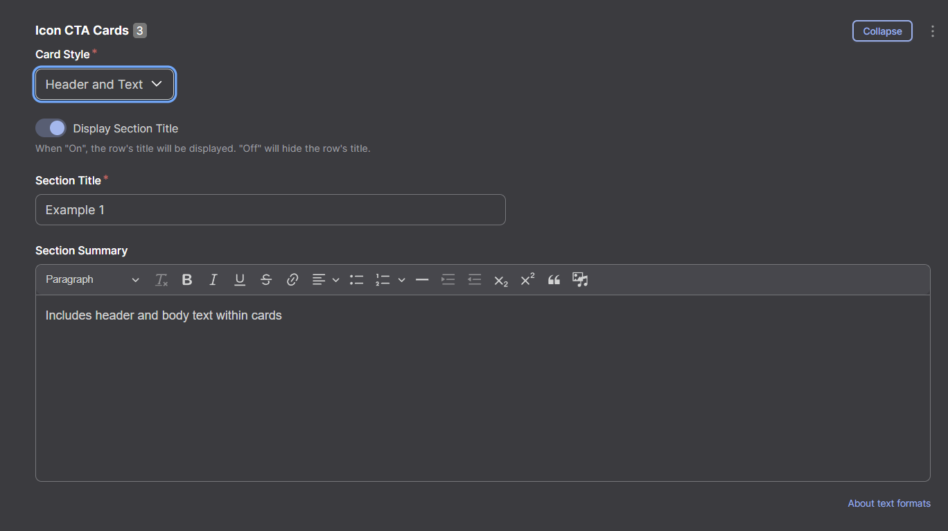 Icon CTA Card Style Section