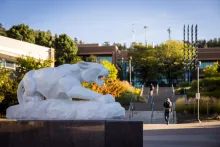 Clyde Mountain Lion statue on Campus 